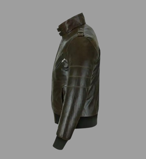 Men’s Slim Fit Brown Bomber Leather Jacket