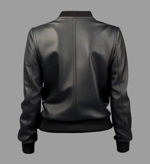 Black Leather Bomber Jacket For Women