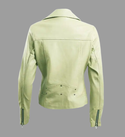 Women’s Green Leather Biker Jacket