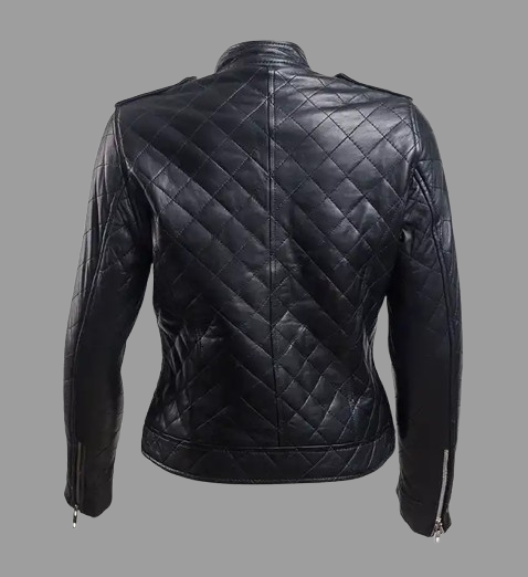 Women’s Black Leather Puffer Jacket