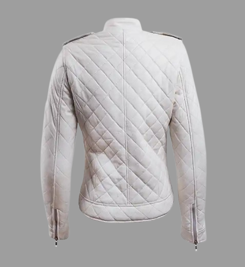 Women’s white Leather Puffer Jacket