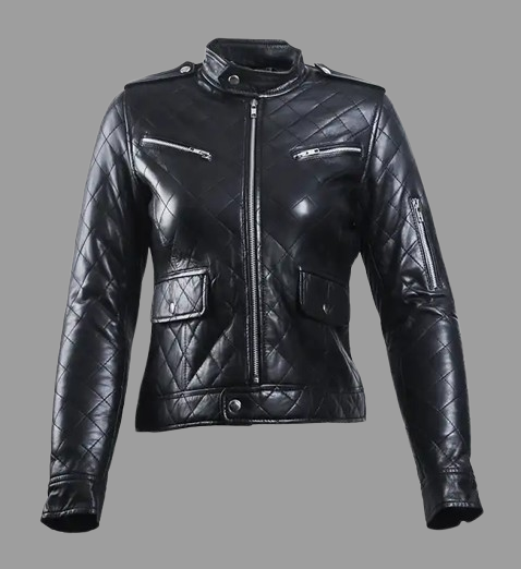 Women’s Black Leather Puffer Jacket