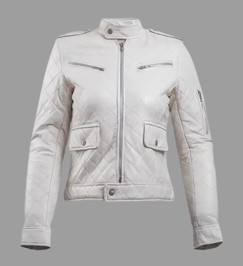 Women’s white Leather Puffer Jacket