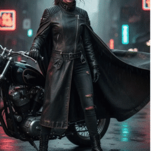 Handmade Gothic Leather Cape Jacket: Steampunk Cloak Coat