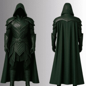 Handmade Dark Green Leather Warrior Costume, Medieval LARP Armor